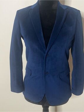 Gioberti Boys Navy Blue Velvet 2 Button Formal Blazer Sz 12
